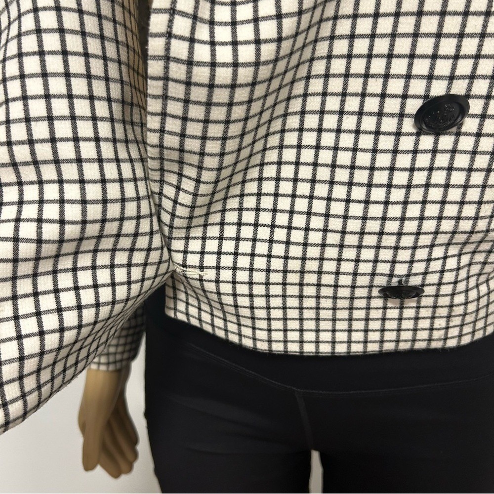 Cabi 3173 Windowpane Check Blazer Jacket Black White XXS Cropped Crest Button - Picture 7 of 10